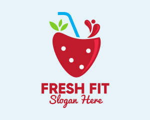 Fresh Strawberry Juice logo design