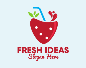 Fresh Strawberry Juice logo design