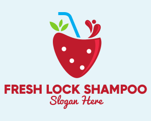 Fresh Strawberry Juice logo design