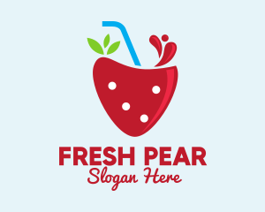 Fresh Strawberry Juice logo design