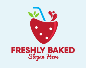 Fresh Strawberry Juice logo design