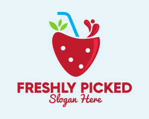 Fresh Strawberry Juice logo design