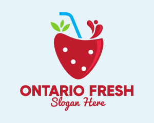 Fresh Strawberry Juice logo design