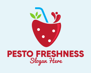 Fresh Strawberry Juice logo design