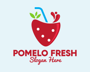 Fresh Strawberry Juice logo design