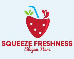 Fresh Strawberry Juice logo design