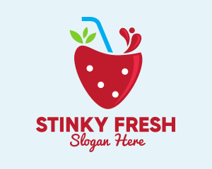 Fresh Strawberry Juice logo design