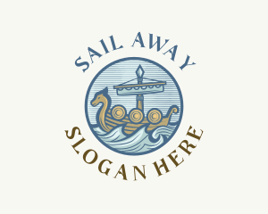 Viking Sail Ship logo design