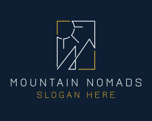 Geometric Sun Mountain logo design