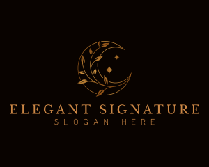 Elegant Moon Leaf logo design