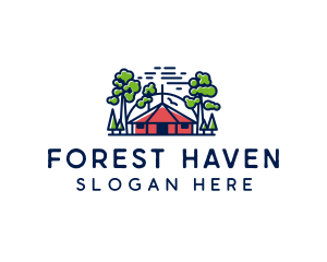 Tree Forest Hut logo design