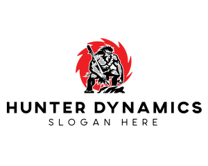 Hunter Mascular Caveman logo