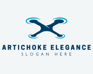 Blue Aircraft Drone logo design