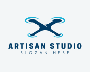 Blue Aircraft Drone logo design