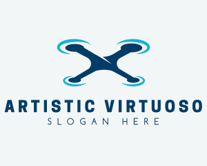 Blue Aircraft Drone logo design