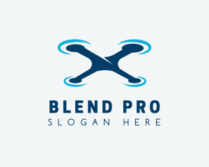 Blue Aircraft Drone logo design