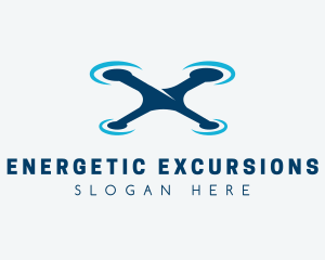 Blue Aircraft Drone logo design