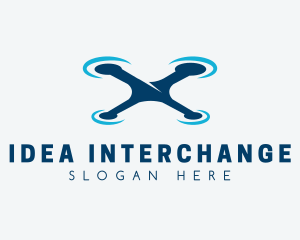 Blue Aircraft Drone logo design