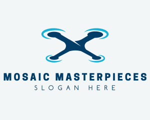 Blue Aircraft Drone logo design