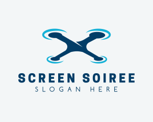 Blue Aircraft Drone logo design