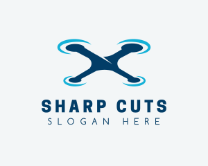 Blue Aircraft Drone logo design