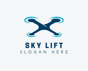 Blue Aircraft Drone logo design