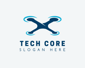 Blue Aircraft Drone logo design