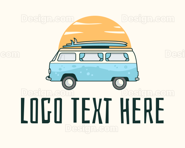 Sunset Camper Van Surf Trip Logo