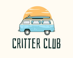 Sunset Camper Van Surf Trip logo design