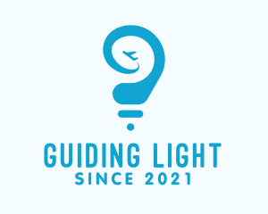 Blue Plane Light Bulb  logo design