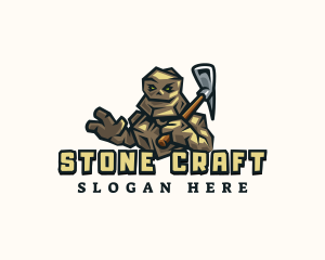 Stone Golem Pickaxe logo design