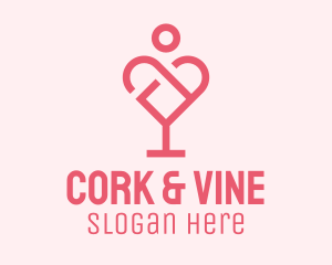 Wine Glass Heart  logo design