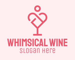 Wine Glass Heart  logo design