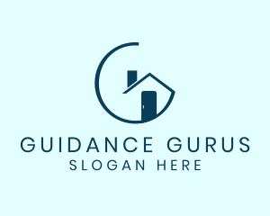 Blue Letter G House  logo design