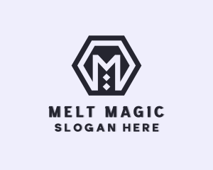 Mechanical Geometric Hexagon logo design