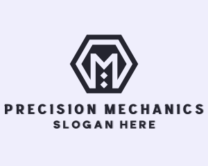 Mechanical Geometric Hexagon logo