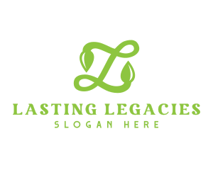 Leafy Letter L Script logo design