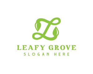 Leafy Letter L Script logo design