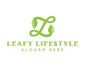 Leafy Letter L Script logo design