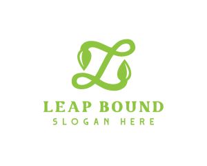 Leafy Letter L Script logo design