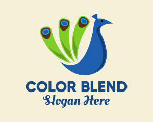 Colorful Blue Peacock logo design