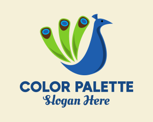 Colorful Blue Peacock logo design