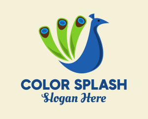 Colorful Blue Peacock logo design