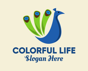 Colorful Blue Peacock logo design