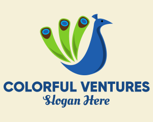 Colorful Blue Peacock logo design