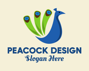 Colorful Blue Peacock logo