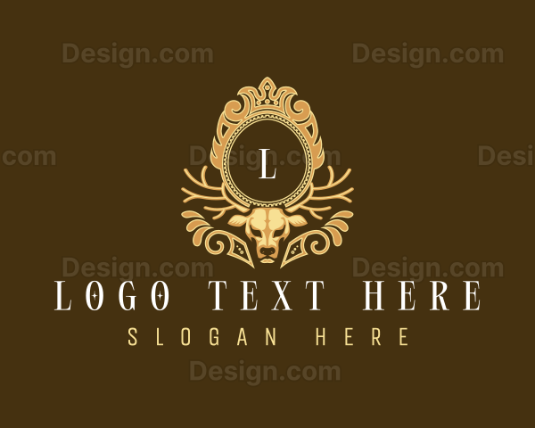 Elegant Deer Antler Shield Logo