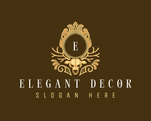 Elegant Deer Antler Shield logo design