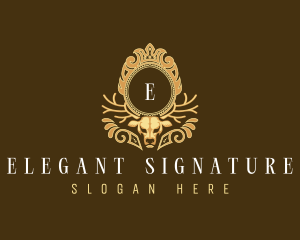 Elegant Deer Antler Shield logo design