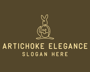 Australian Kangaroo Joey Monoline logo design